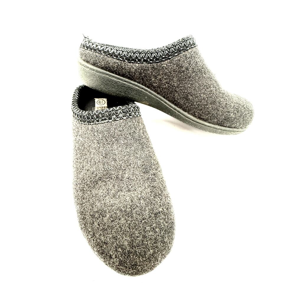 Predictions Gray Felt Clog Mule Slippers House Shoes Womens Size 6.5